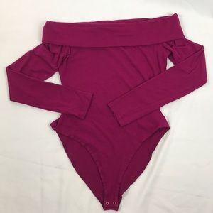 Forever 21- Magenta off shoulder body suit, medium